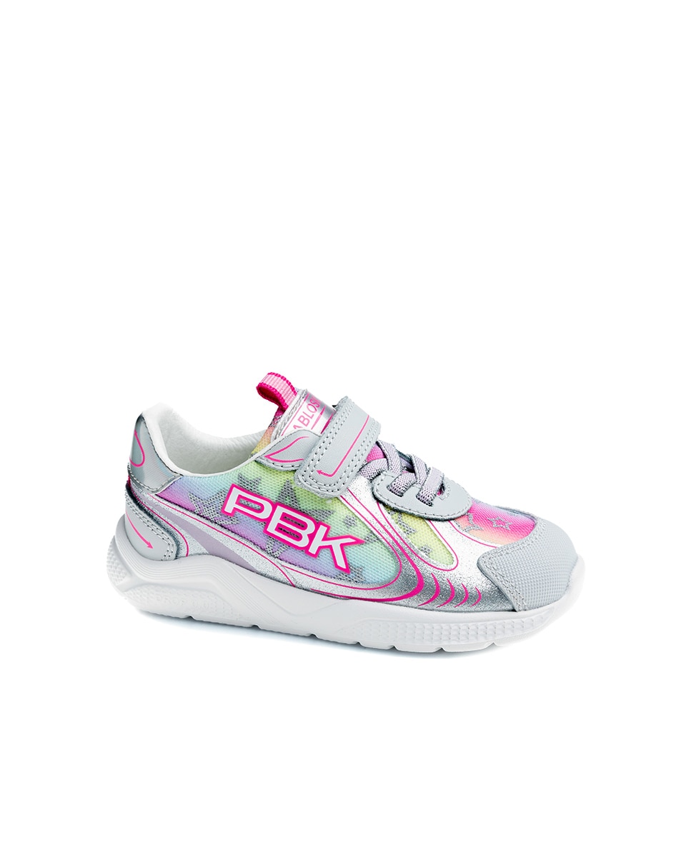Zapatillas deportivas de niños pablosky barefoot de piel con cierre adherente - Plata Plata-1