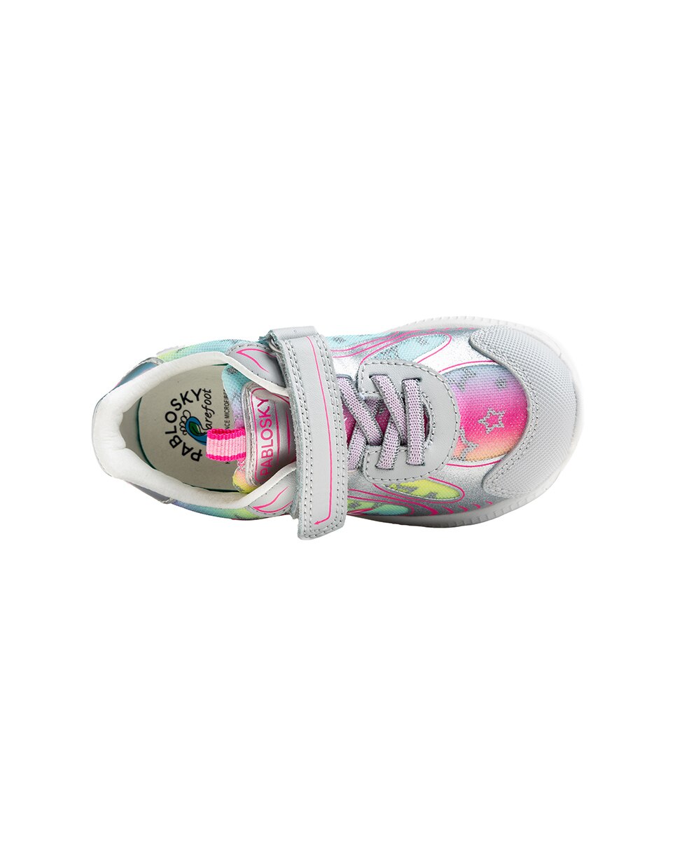 Zapatillas deportivas de niños pablosky barefoot de piel con cierre adherente - Plata Plata-6