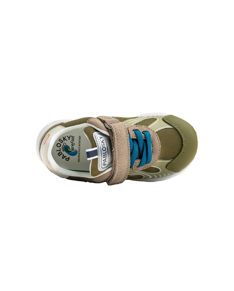 Zapatillas deportivas de niños pablosky barefoot de piel con cierre adherente - Verde Verde-6