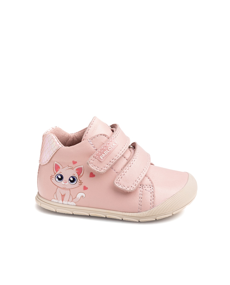 Botas de bebé niña Pablosky barefoot de piel con cierre adherente - Rosa Rosa-1