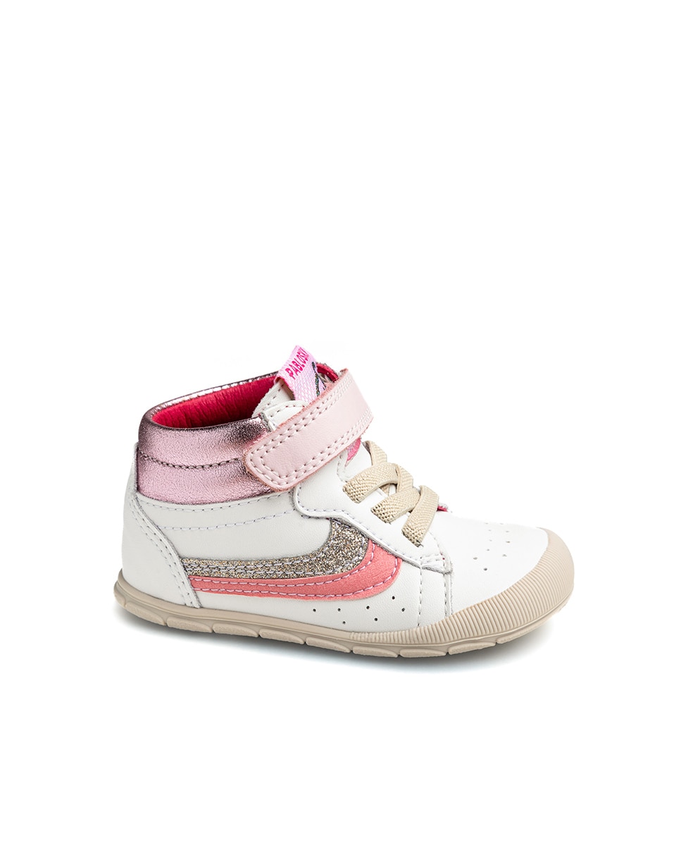 Botas de bebés pablosky barefoot de piel con cierre adherente - Blanco / Rosa Blanco / Rosa-1