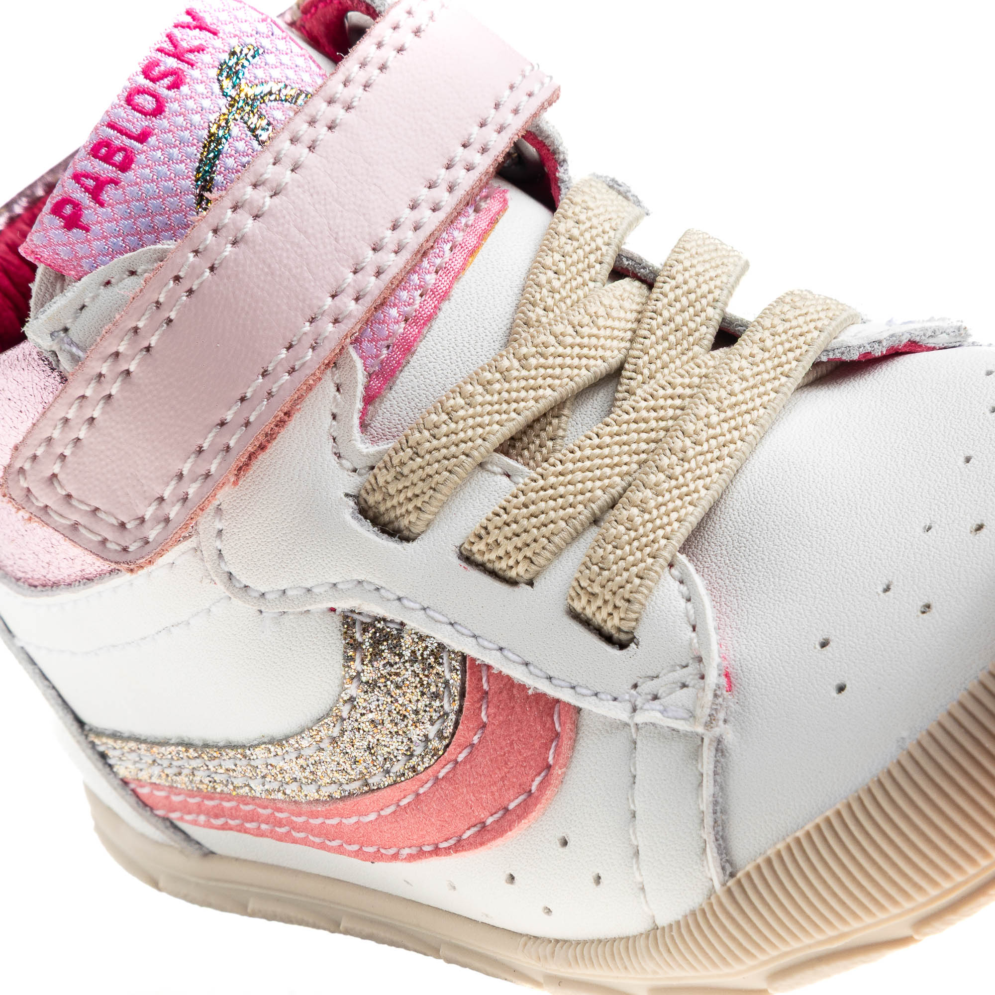 Botas de bebés pablosky barefoot de piel con cierre adherente - Blanco / Rosa Blanco / Rosa-3