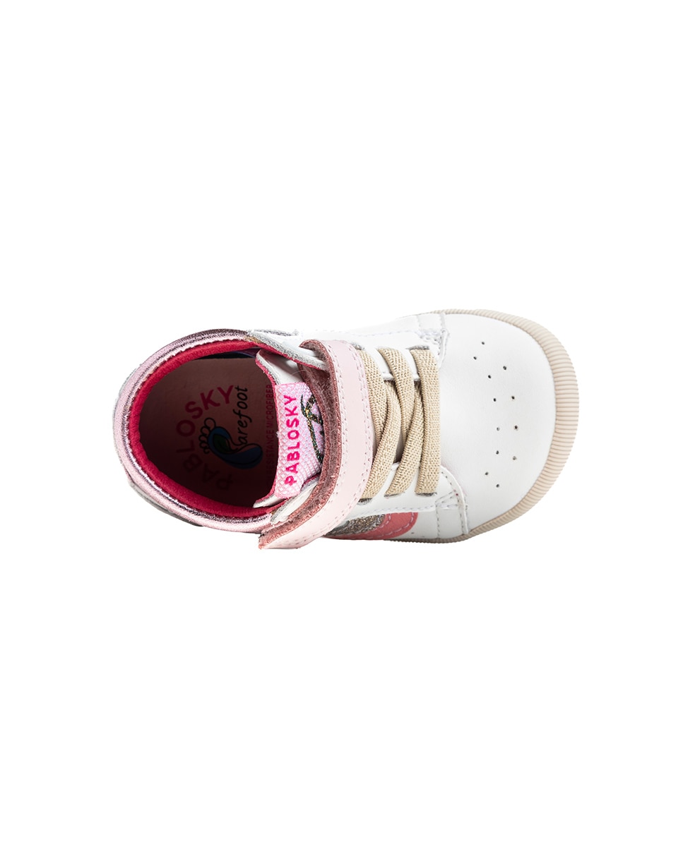 Botas de bebés pablosky barefoot de piel con cierre adherente - Blanco / Rosa Blanco / Rosa-6