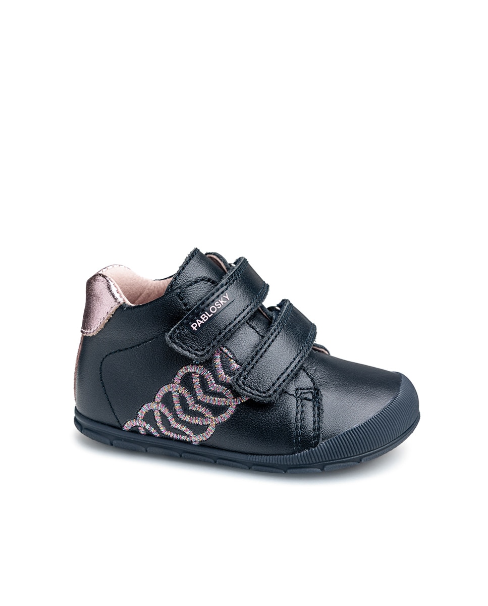 Botas de bebé niña Pablosky barefoot de piel con cierre adherente - Azul Azul-1