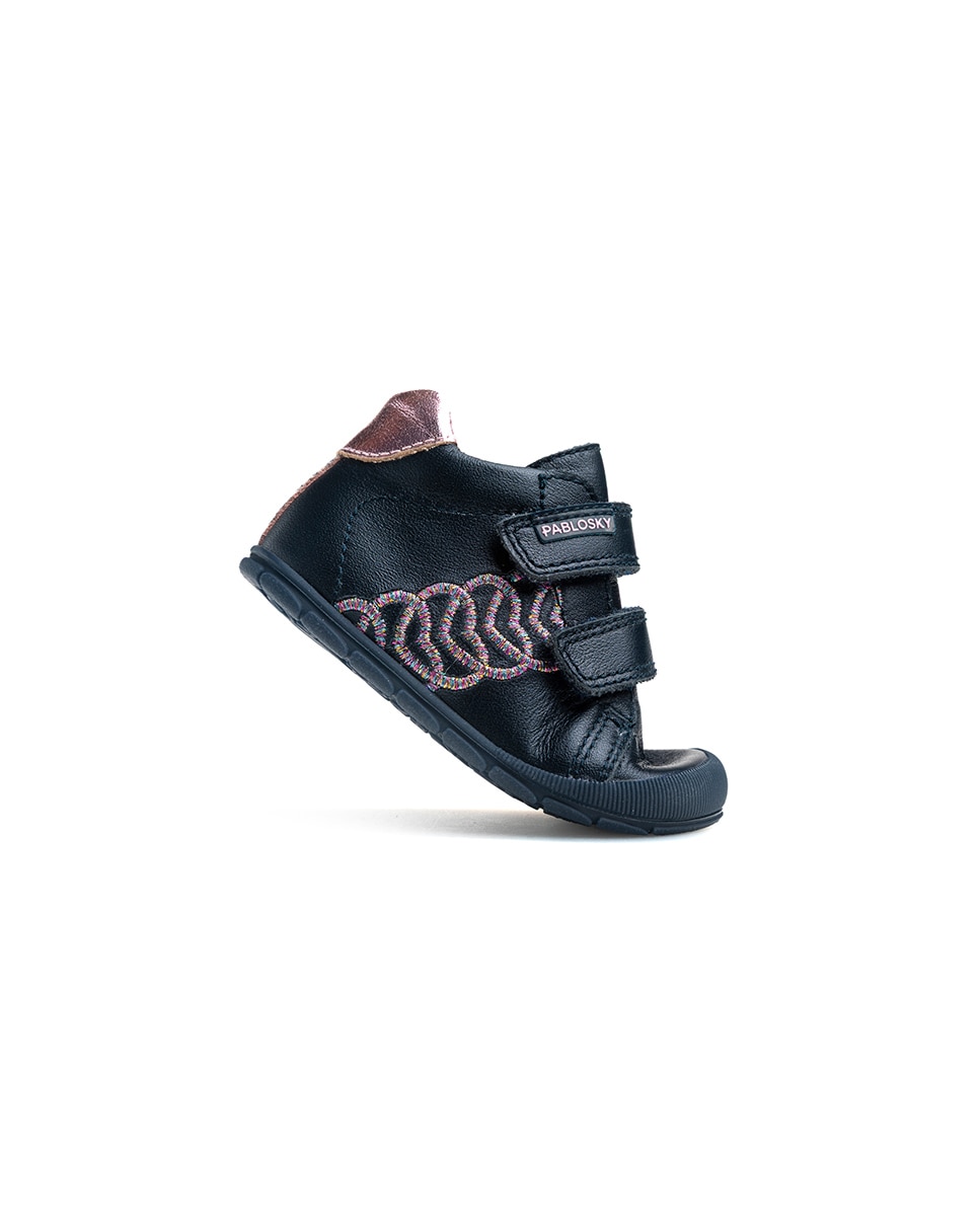 Botas de bebé niña Pablosky barefoot de piel con cierre adherente - Azul Azul-8