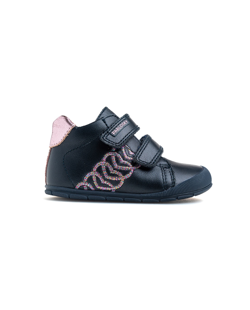 Botas de bebé niña Pablosky barefoot de piel con cierre adherente - Azul Azul-9