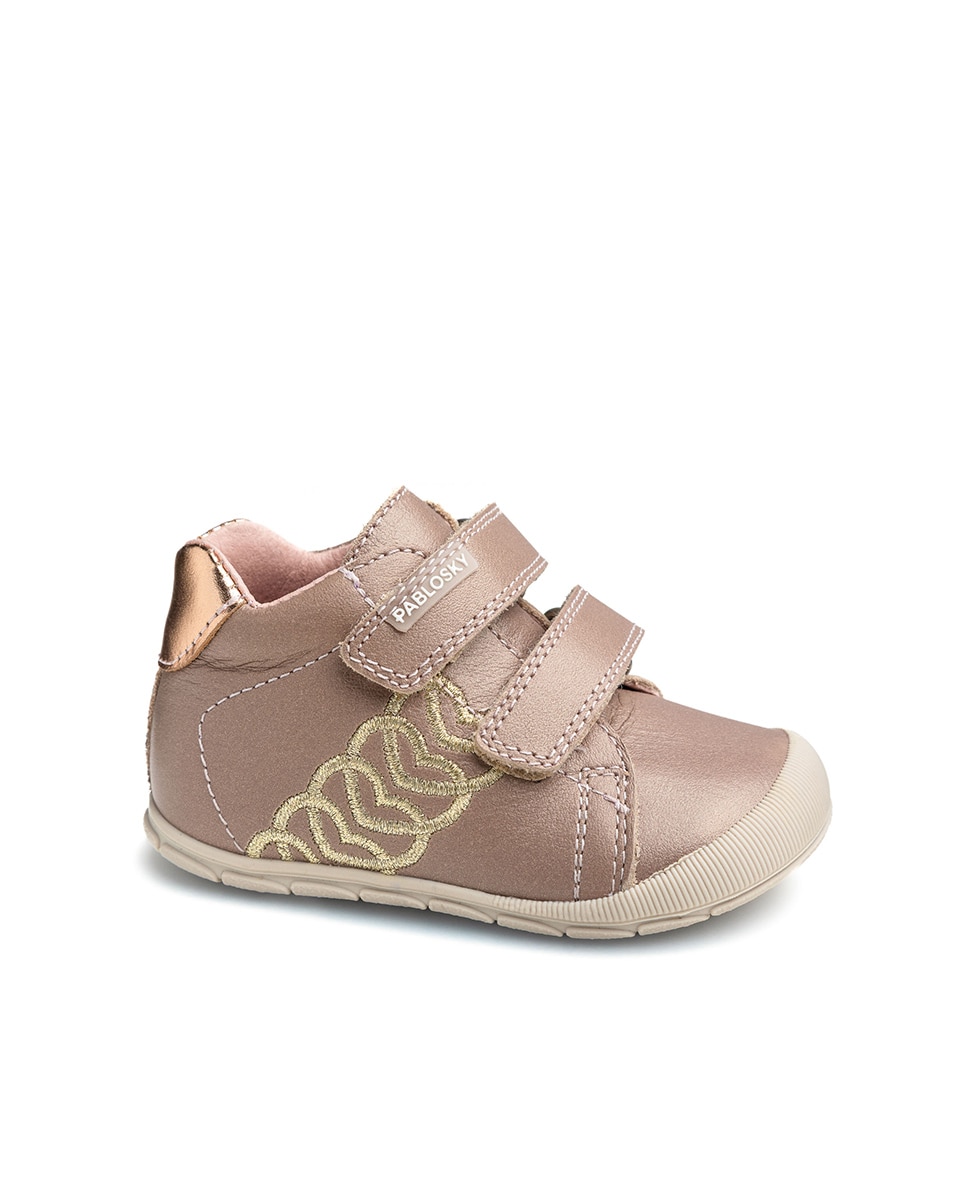 Botas de bebé niña Pablosky barefoot de piel con cierre adherente - Champagne Champagne-1