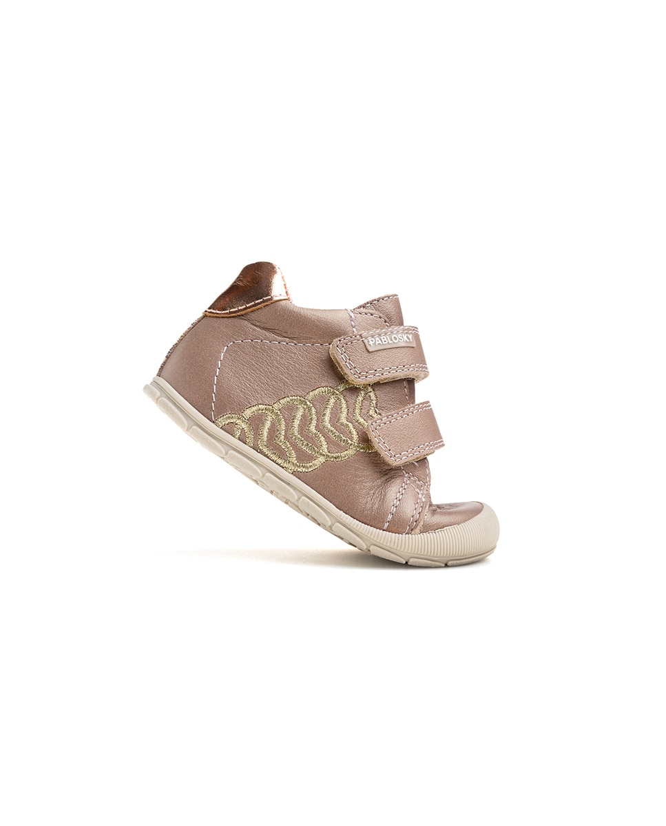 Botas de bebé niña Pablosky barefoot de piel con cierre adherente - Champagne Champagne-8