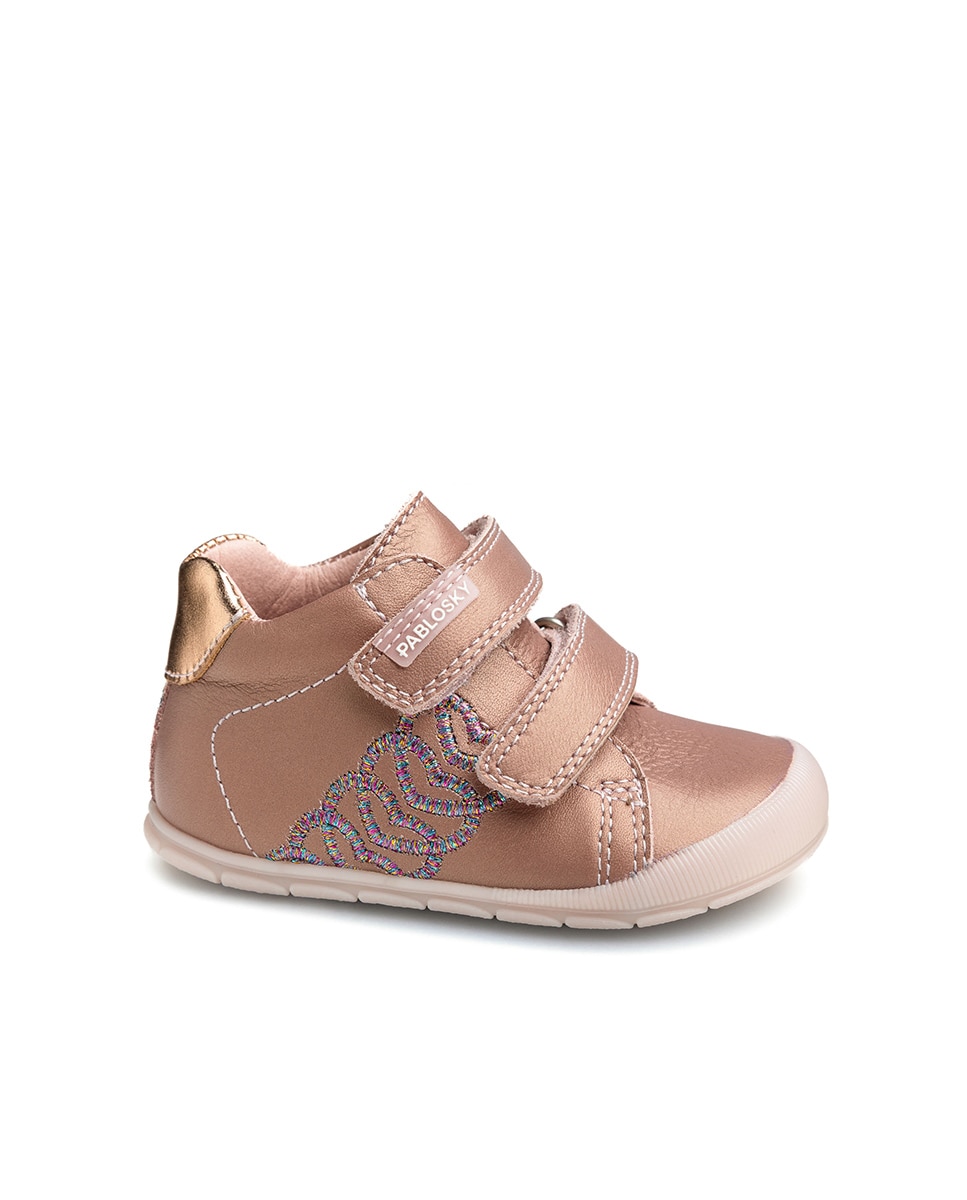 Botas de bebé niña Pablosky barefoot de piel con cierre adherente - Rosa Rosa-1