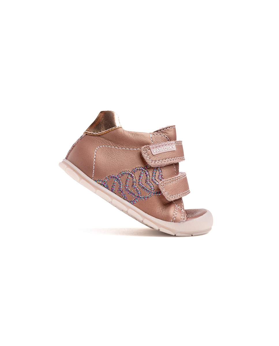 Botas de bebé niña Pablosky barefoot de piel con cierre adherente - Rosa Rosa-8