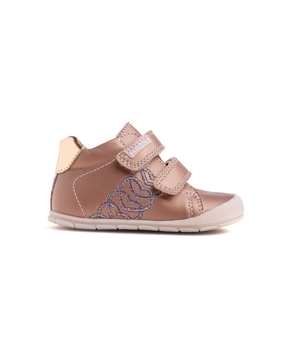 Botas de bebé niña Pablosky barefoot de piel con cierre adherente - Rosa Rosa-9