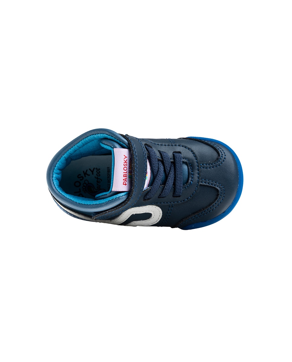 Zapatillas deportivas de bebés Pablosky barefoot de piel con cierre adherente - Azul marino Azul marino-6