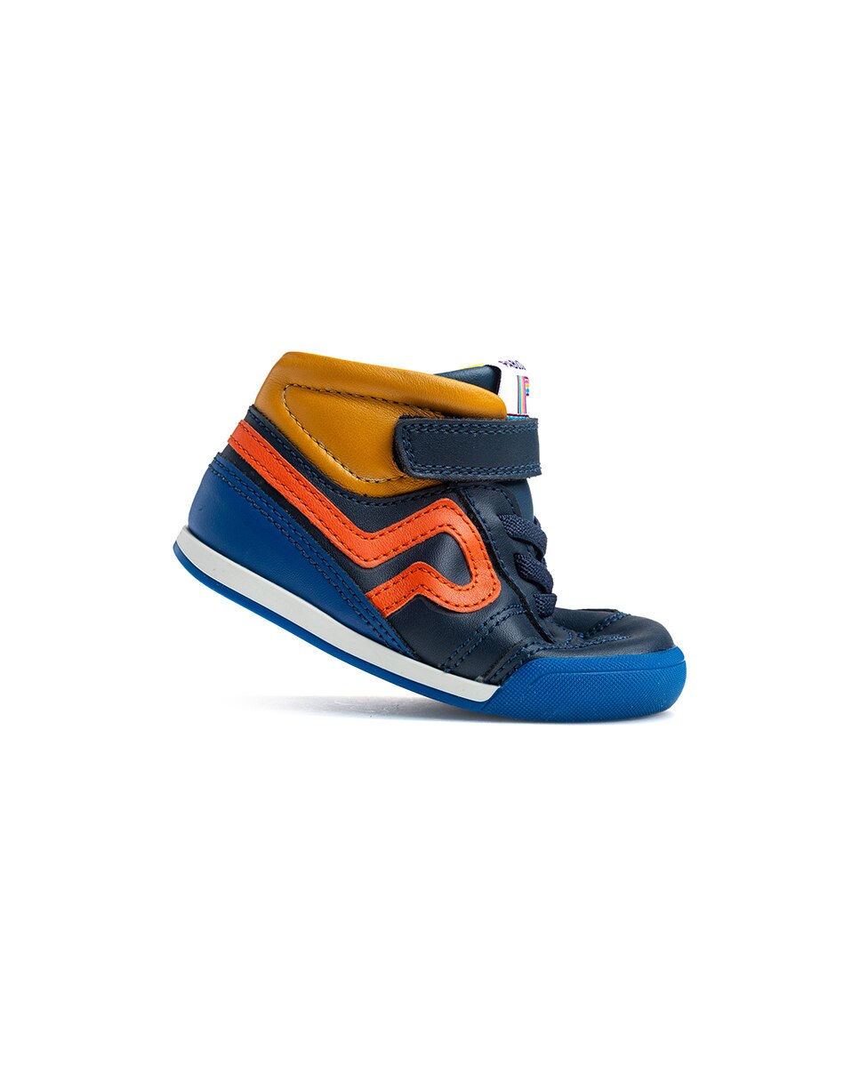 Zapatillas deportivas de bebés Pablosky barefoot de piel con cierre adherente - Azul marino / Amarillo Azul marino / Amarillo-8