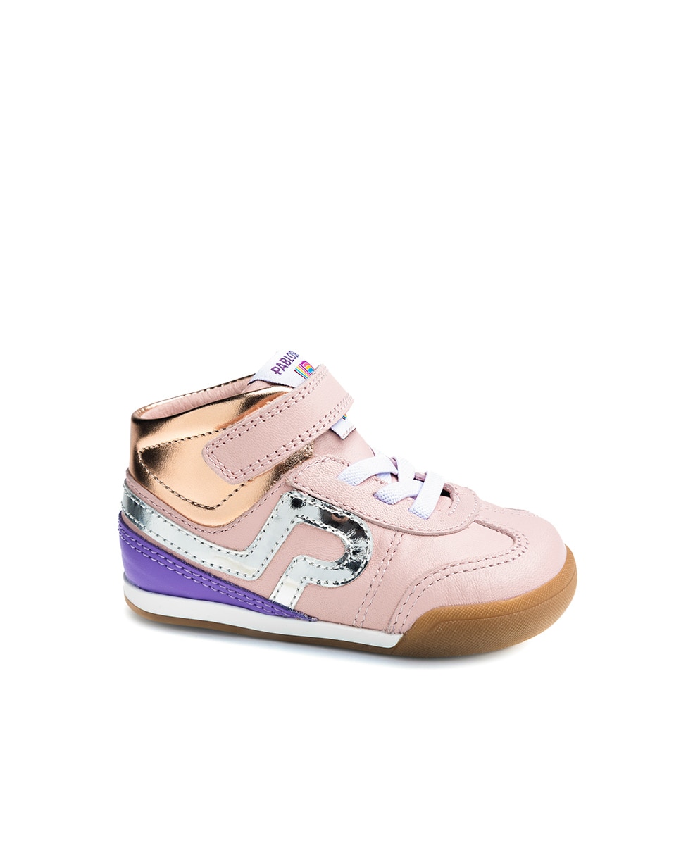 Zapatillas deportivas de bebés Pablosky barefoot de piel con cierre adherente - Rosa Rosa-1