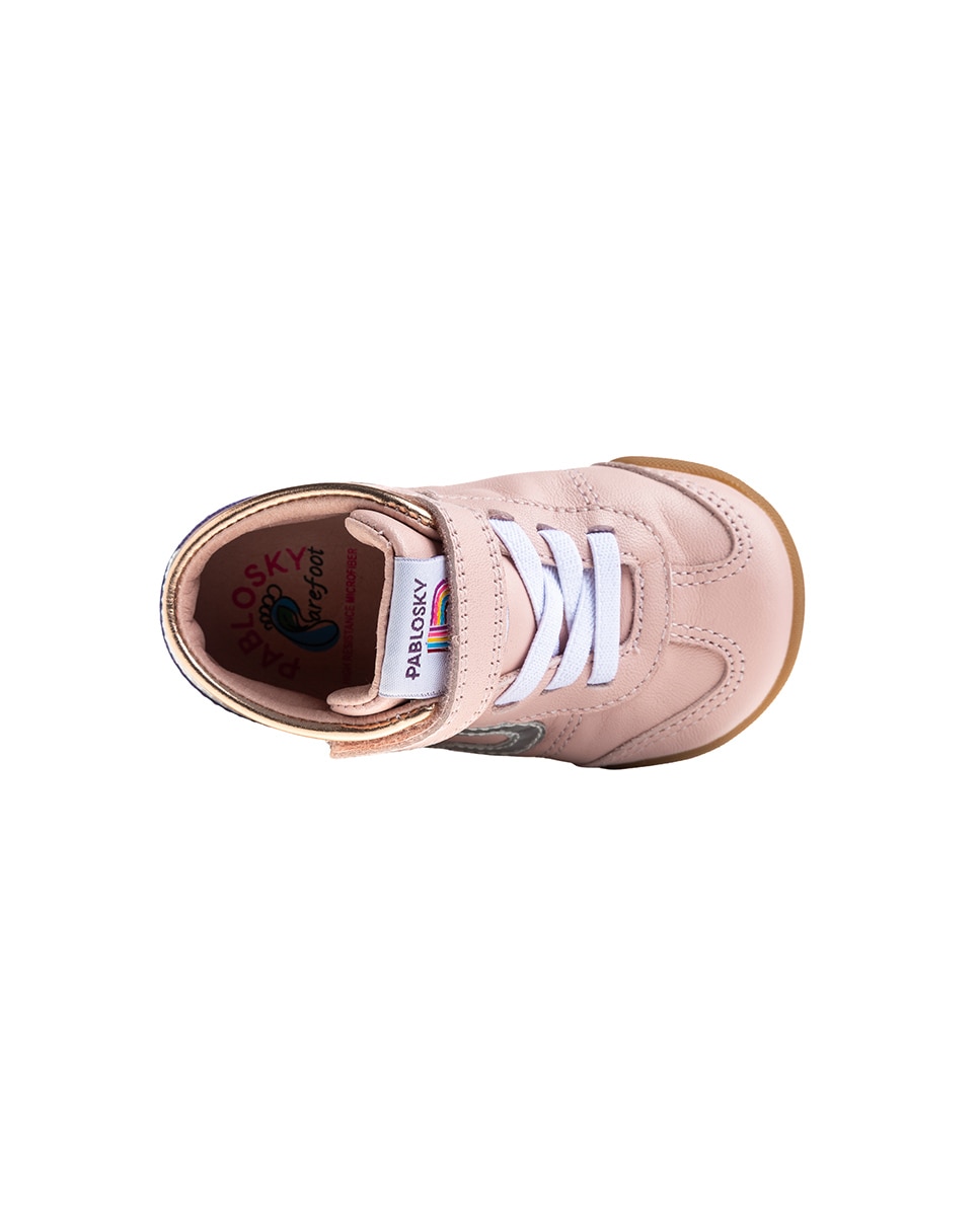 Zapatillas deportivas de bebés Pablosky barefoot de piel con cierre adherente - Rosa Rosa-6