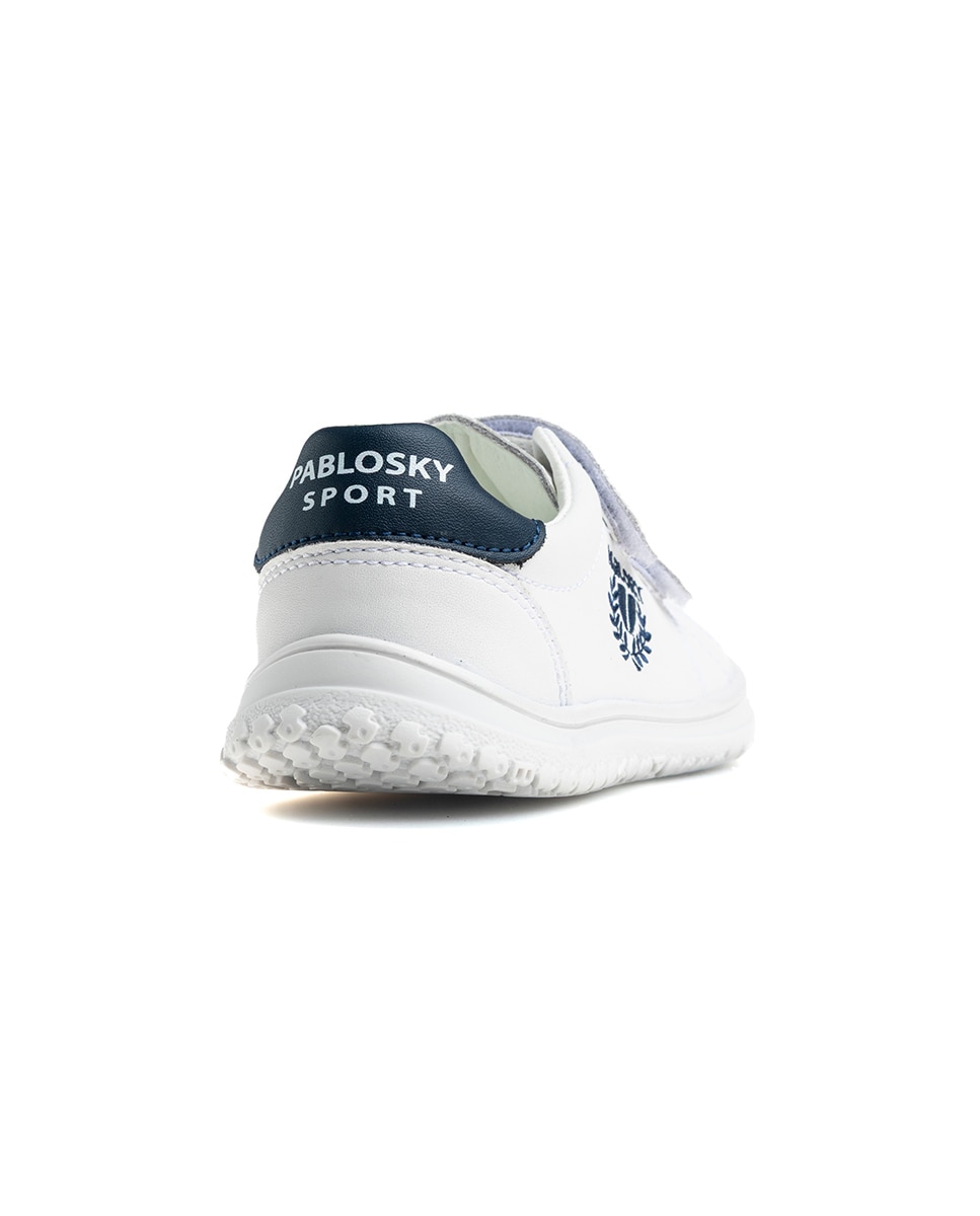 Zapatillas deportivas de niños pablosky barefoot de piel para el cole - Blanco / Azul Blanco / Azul-7