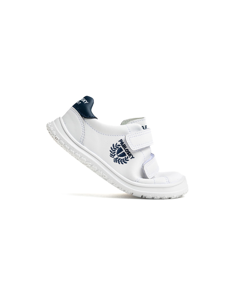 Zapatillas deportivas de niños pablosky barefoot de piel para el cole - Blanco / Azul Blanco / Azul-8
