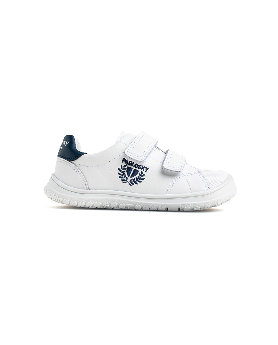 Zapatillas deportivas de niños pablosky barefoot de piel para el cole - Blanco / Azul Blanco / Azul-9