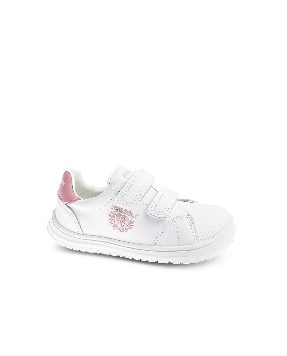 Zapatillas deportivas de niños pablosky barefoot de piel para el cole - Blanco / Rosa Blanco / Rosa-1
