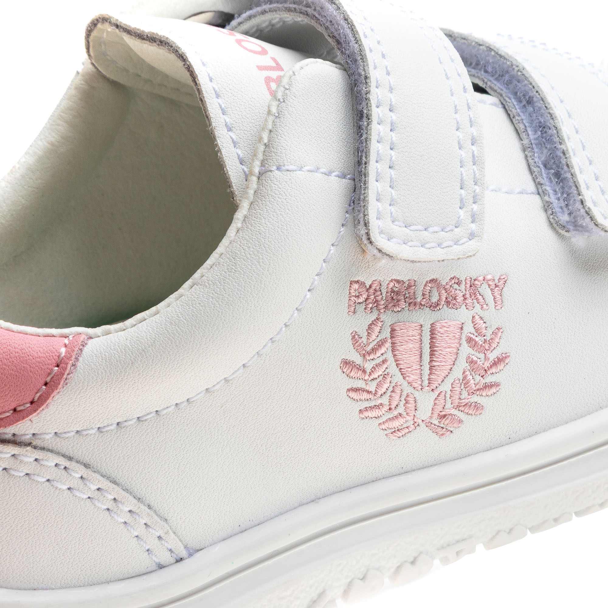 Zapatillas deportivas de niños pablosky barefoot de piel para el cole - Blanco / Rosa Blanco / Rosa-3