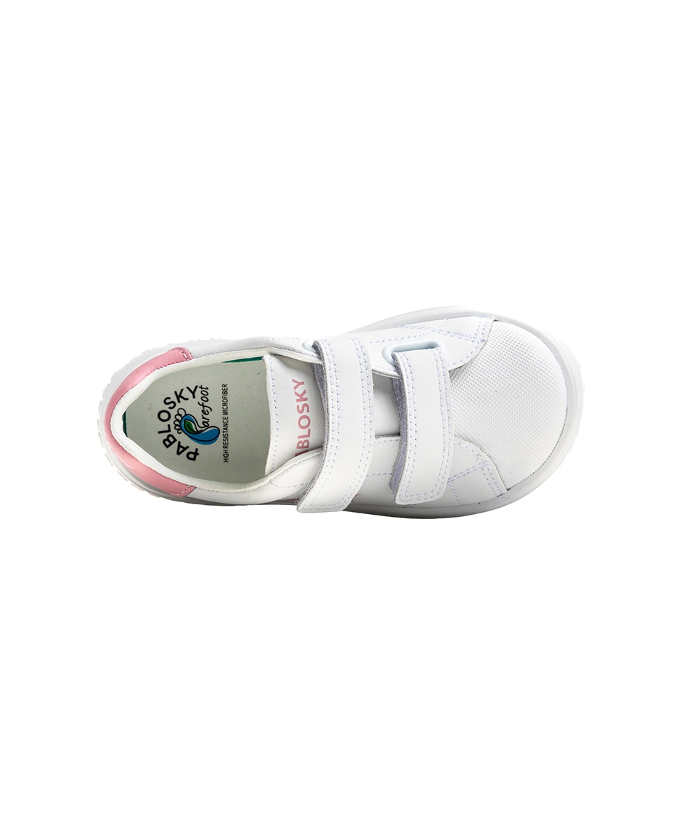 Zapatillas deportivas de niños pablosky barefoot de piel para el cole - Blanco / Rosa Blanco / Rosa-6