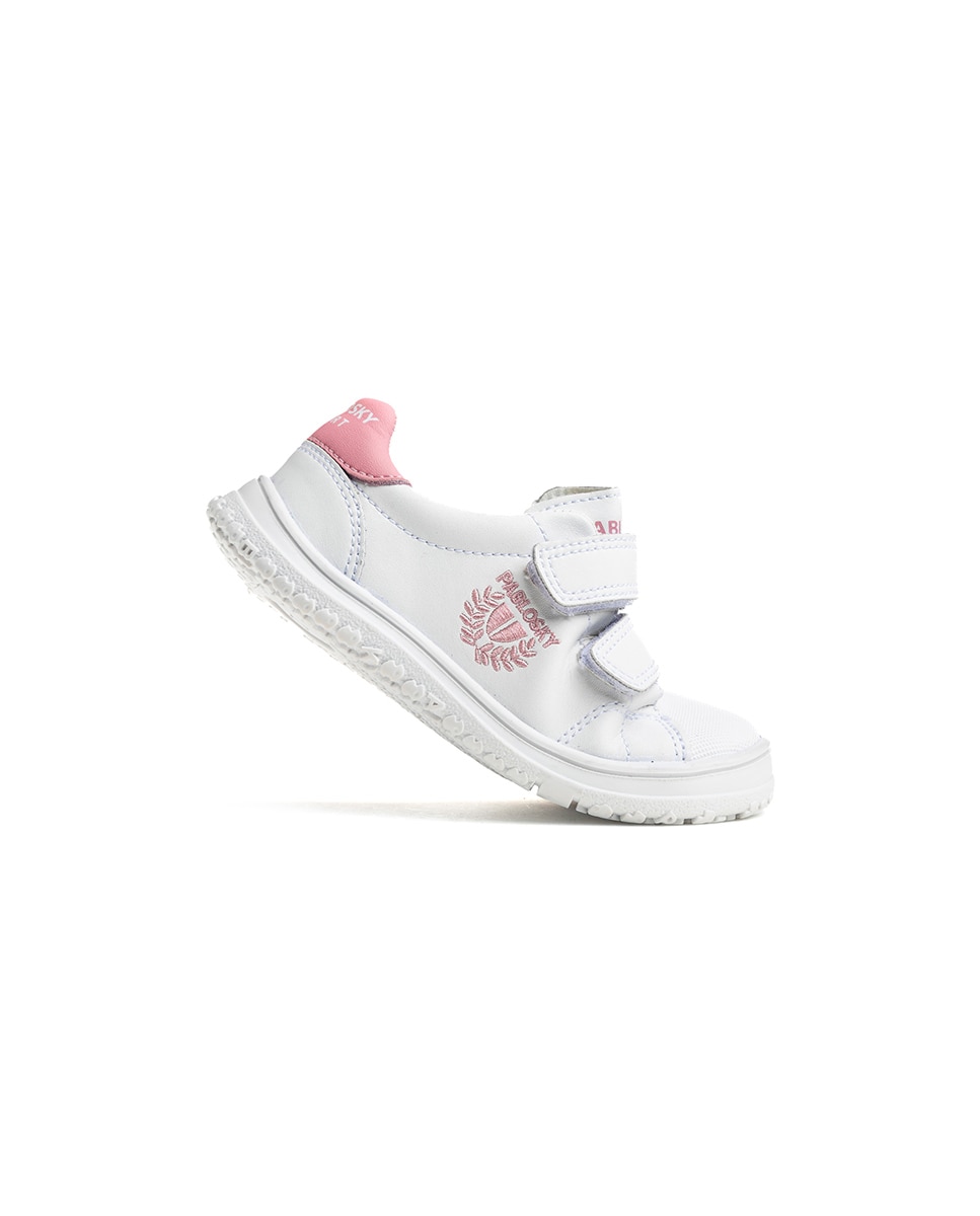 Zapatillas deportivas de niños pablosky barefoot de piel para el cole - Blanco / Rosa Blanco / Rosa-8
