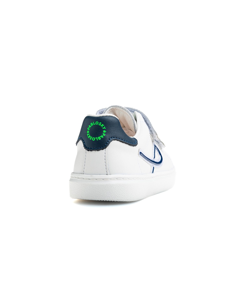Zapatillas deportivas de niños pablosky de piel con cierre adherente - Blanco Blanco-7
