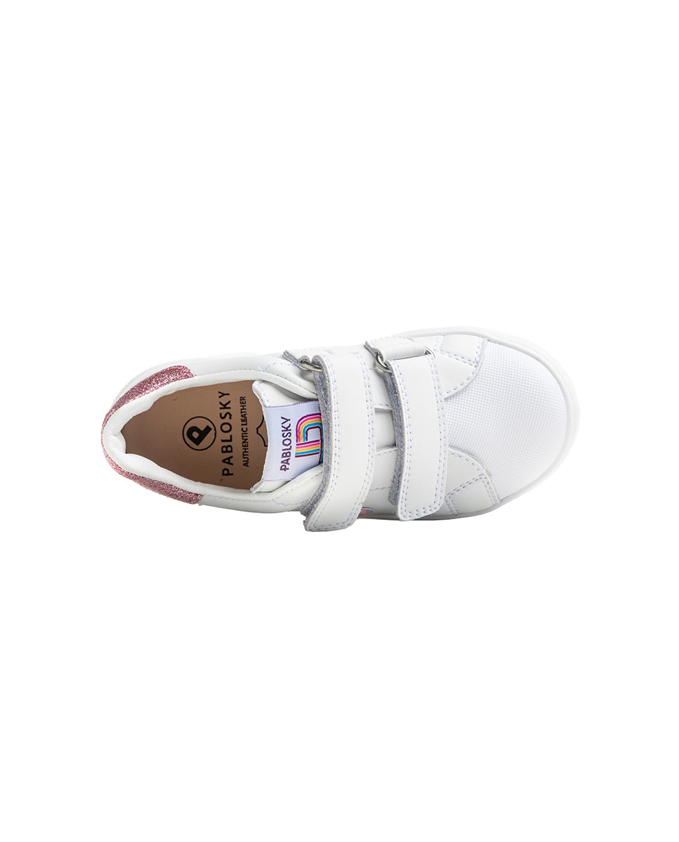 Zapatillas deportivas de niña pablosky de piel con cierre adherente - Blanco Blanco-6