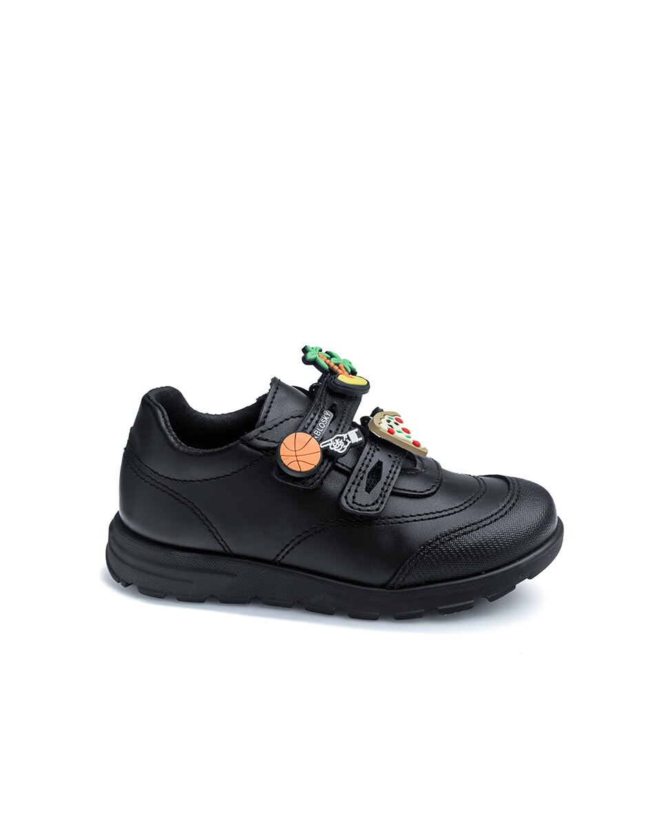 Mocasines de niños pablosky de piel con cierre adherente para el cole - Negro Negro-1