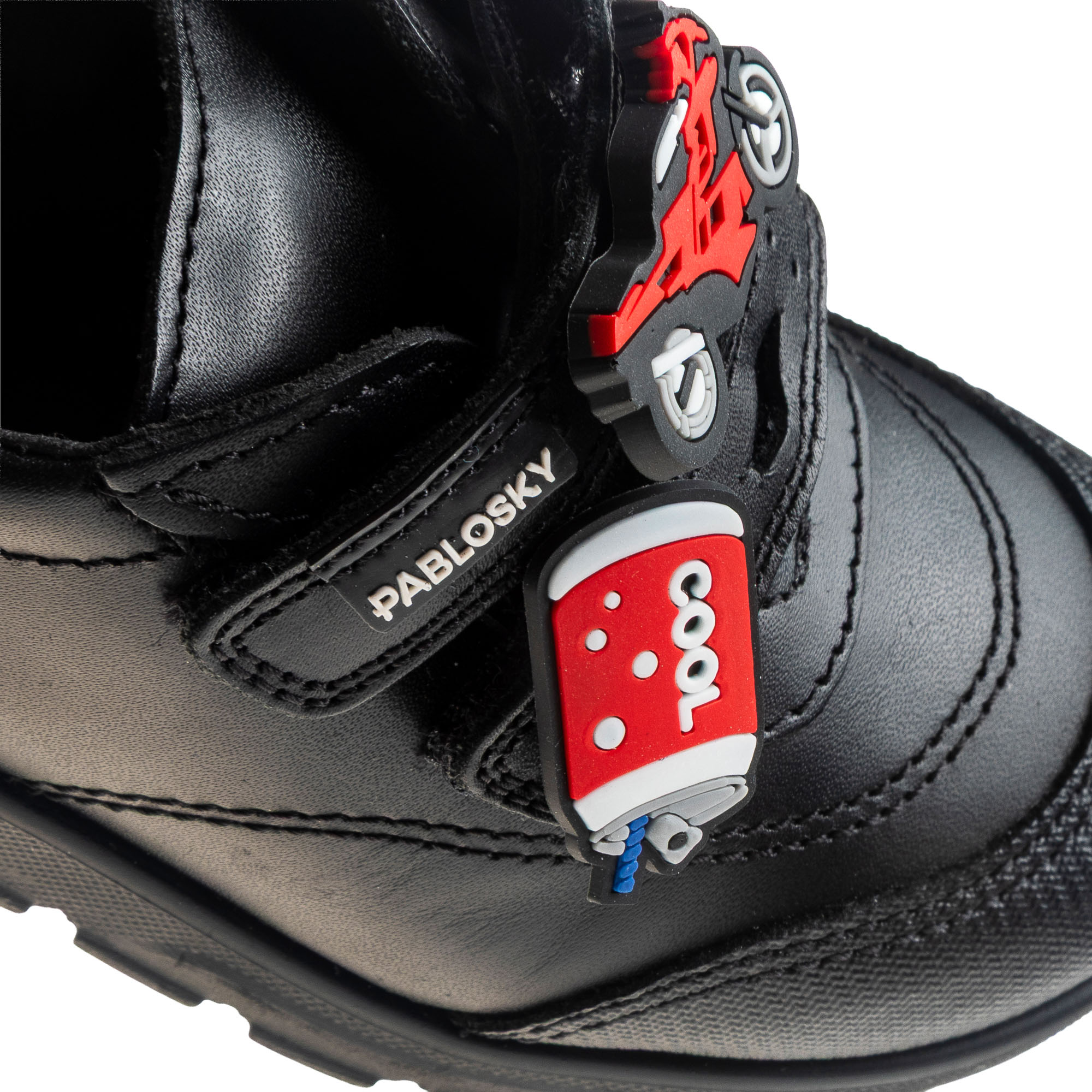 Mocasines de niños pablosky de piel con cierre adherente para el cole - Negro Negro-3