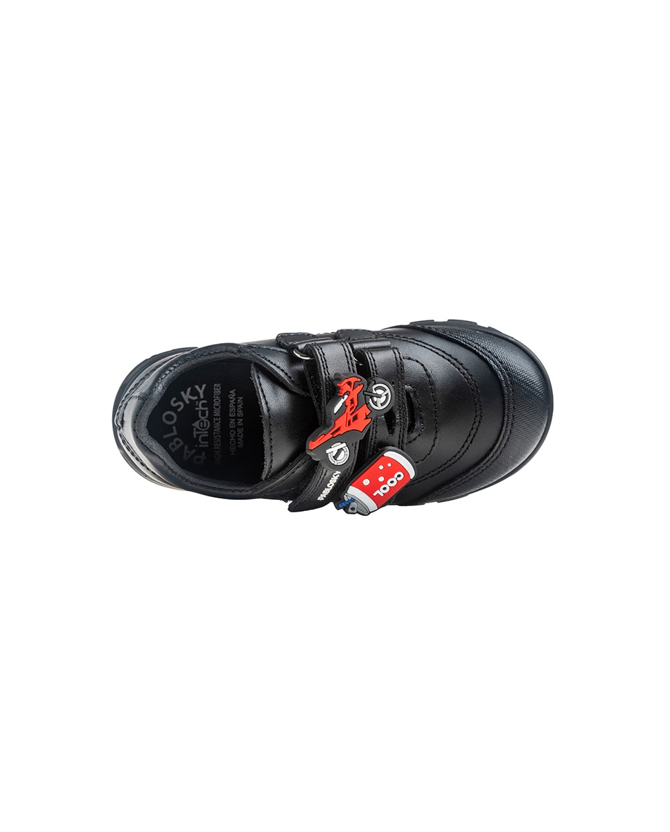 Mocasines de niños pablosky de piel con cierre adherente para el cole - Negro Negro-5