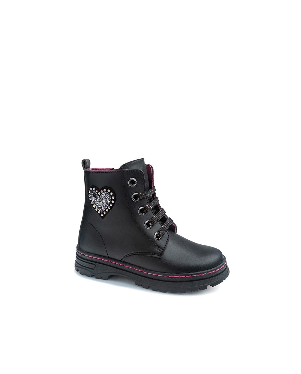 Imagen 0 de Bota botín de niña con cordones y cremallera Beige