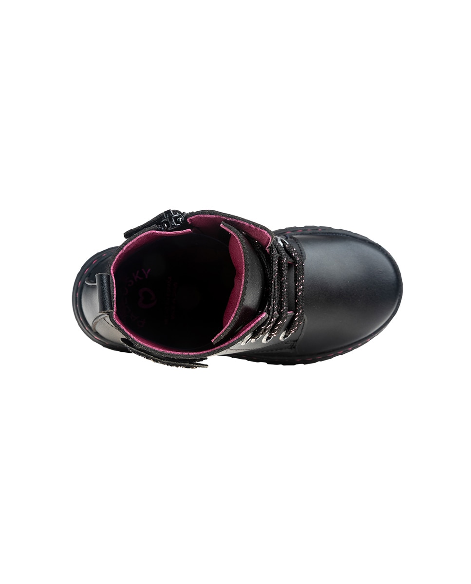 Bota botín de niña con cordones y cremallera - Pablosky - Negro Negro-4