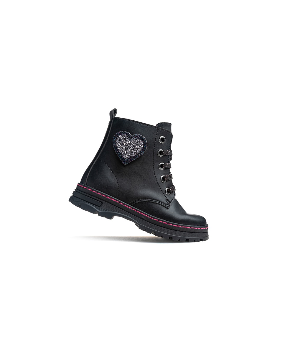 Bota botín de niña con cordones y cremallera - Pablosky - Negro Negro-7