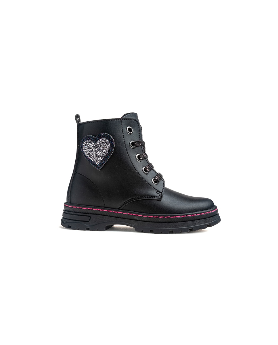 Bota botín de niña con cordones y cremallera - Pablosky - Negro Negro-8
