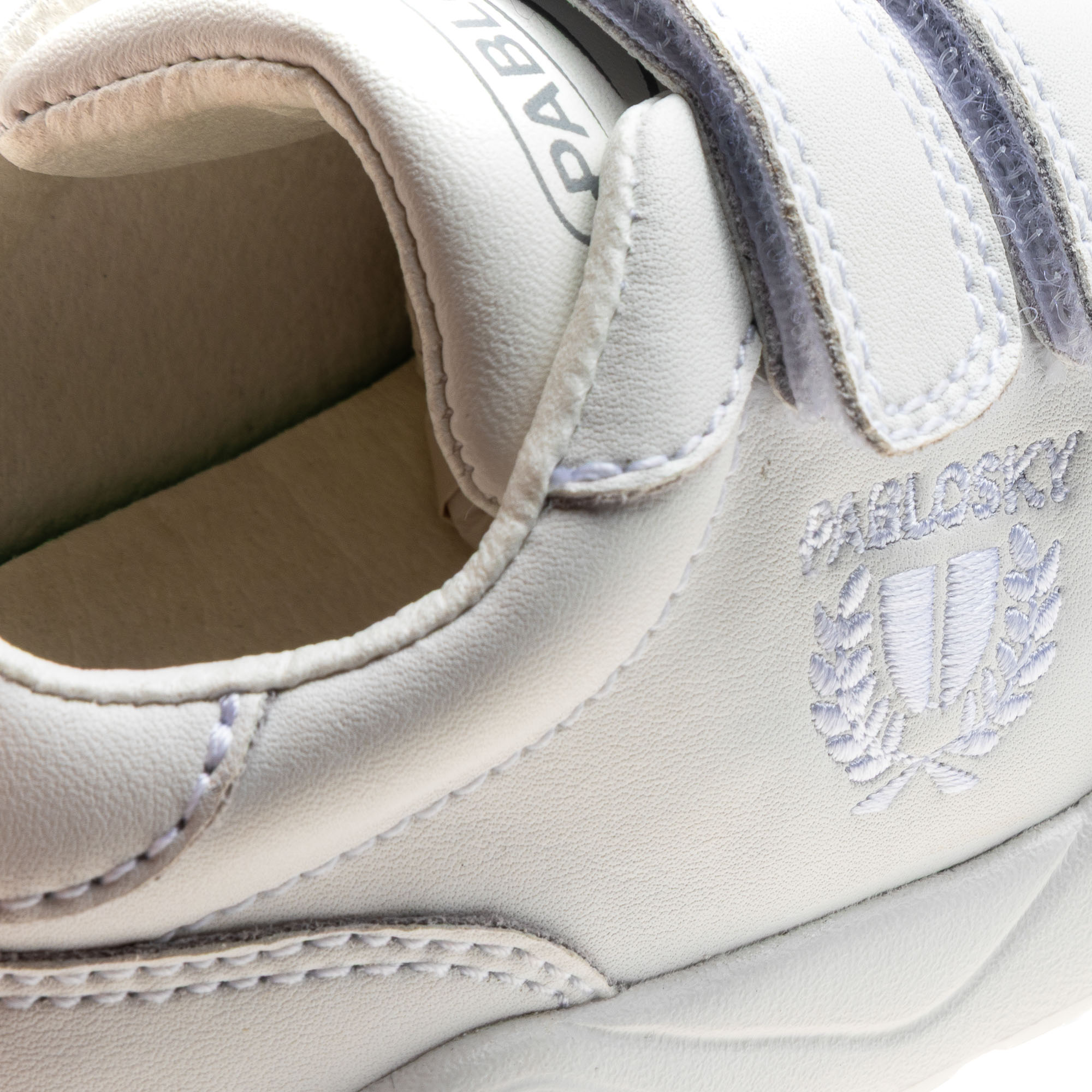Zapatillas de niño de piel con cierre adherente deportivos para el cole - Pablosky - Blanco Blanco-3