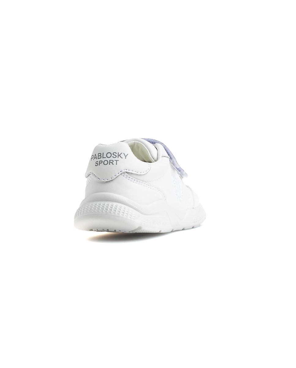 Zapatillas de niño de piel con cierre adherente deportivos para el cole - Pablosky - Blanco Blanco-7
