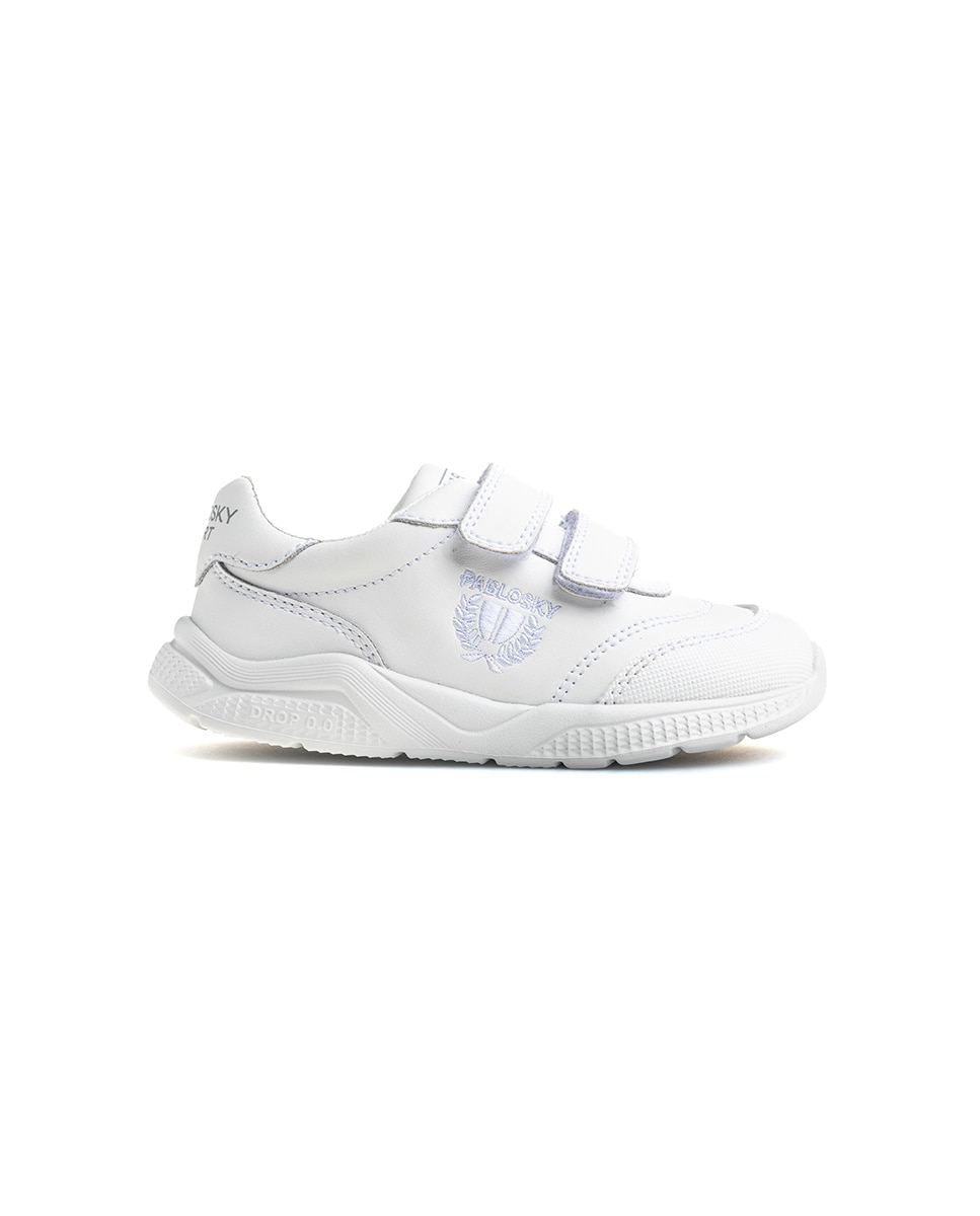 Zapatillas de niño de piel con cierre adherente deportivos para el cole - Pablosky - Blanco Blanco-9