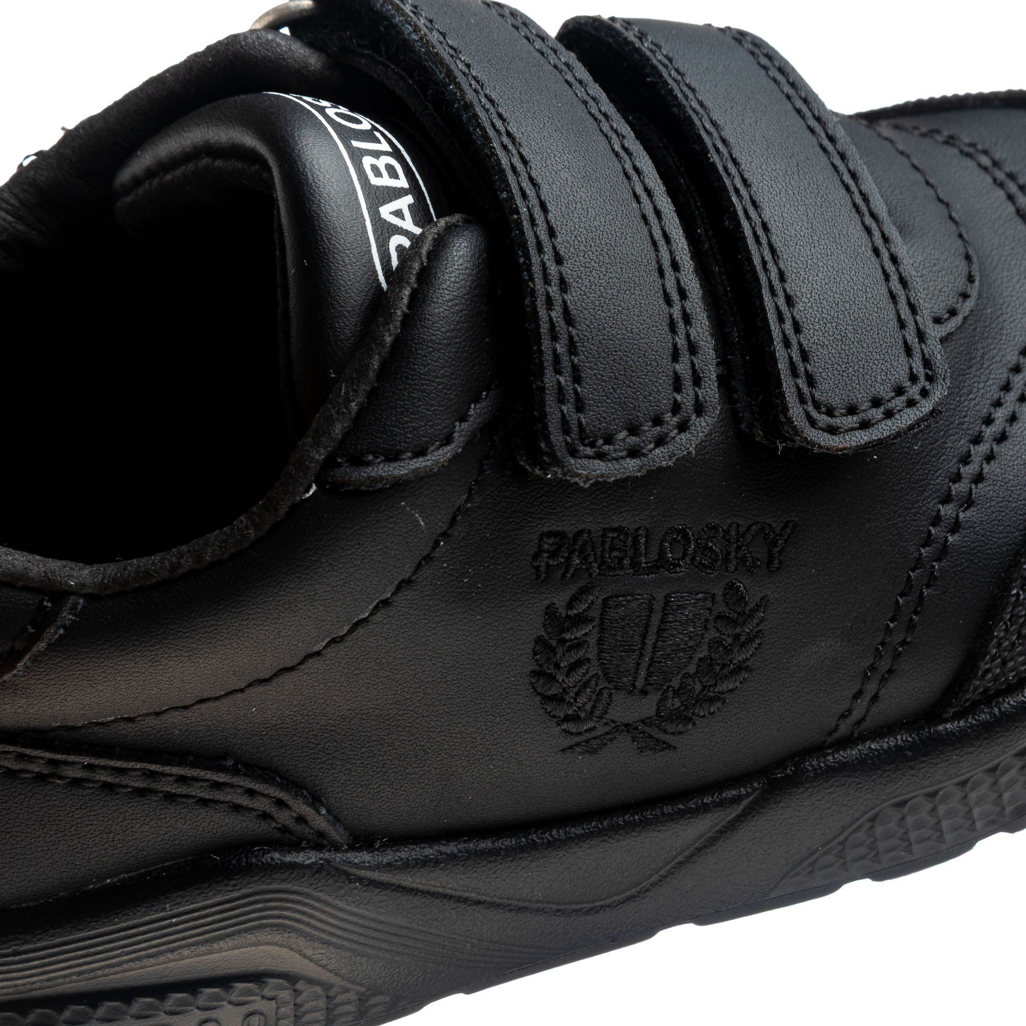 Zapatillas de niño de piel con cierre adherente deportivos para el cole - Pablosky - Negro Negro-3