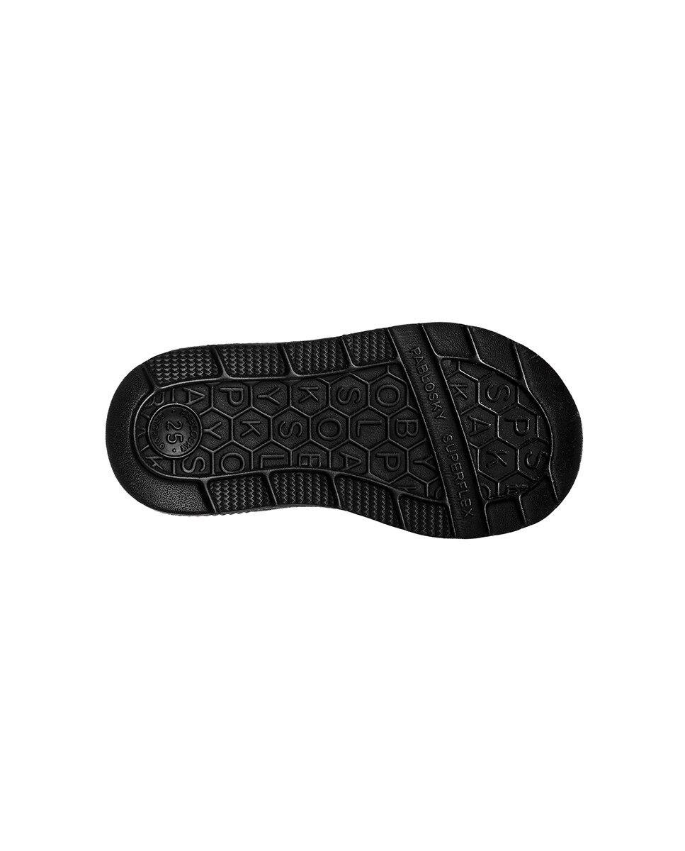 Zapatillas de niño de piel con cierre adherente deportivos para el cole - Pablosky - Negro Negro-4