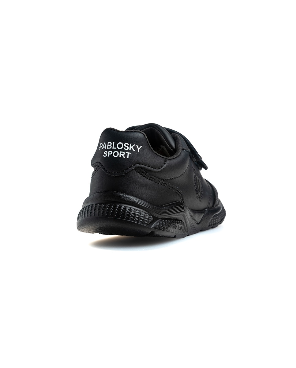 Zapatillas de niño de piel con cierre adherente deportivos para el cole - Pablosky - Negro Negro-7