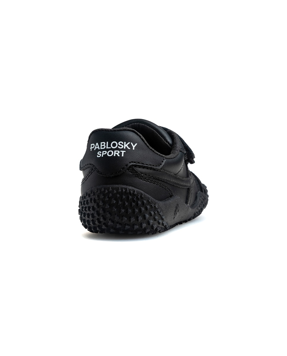 Zapatillas de niño de piel con cierre adherente deportivos para el cole - Pablosky - Negro Negro-6
