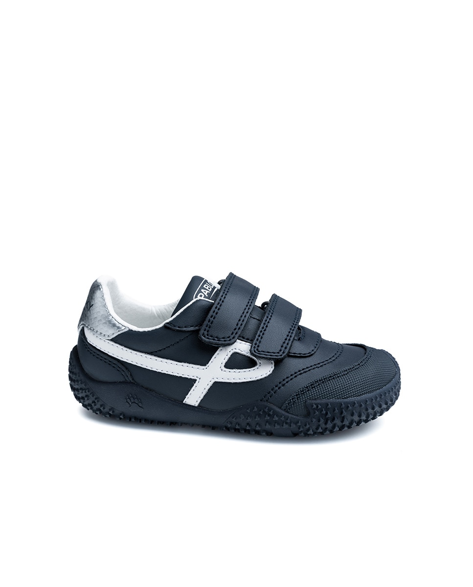 Zapatillas de niño de piel con cierre adherente deportivos para el cole - Pablosky - Azul Azul-1