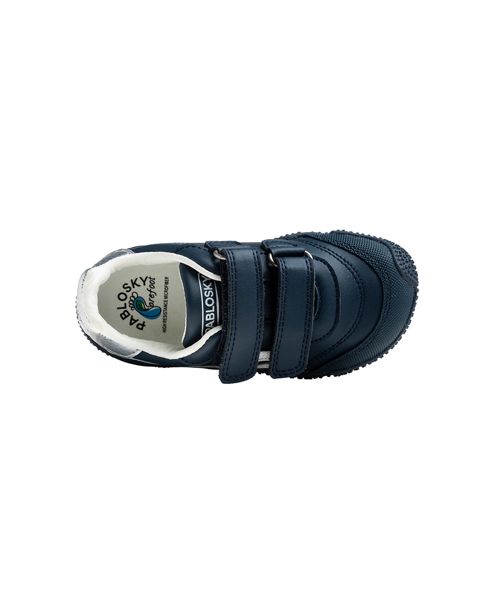 Zapatillas de niño de piel con cierre adherente deportivos para el cole - Pablosky - Azul Azul-5