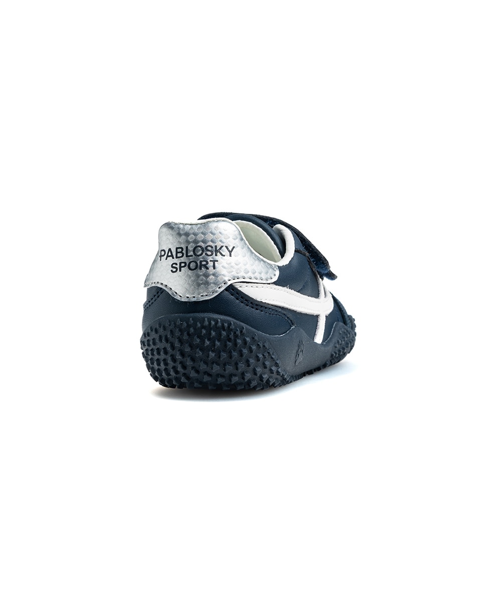 Zapatillas de niño de piel con cierre adherente deportivos para el cole - Pablosky - Azul Azul-6