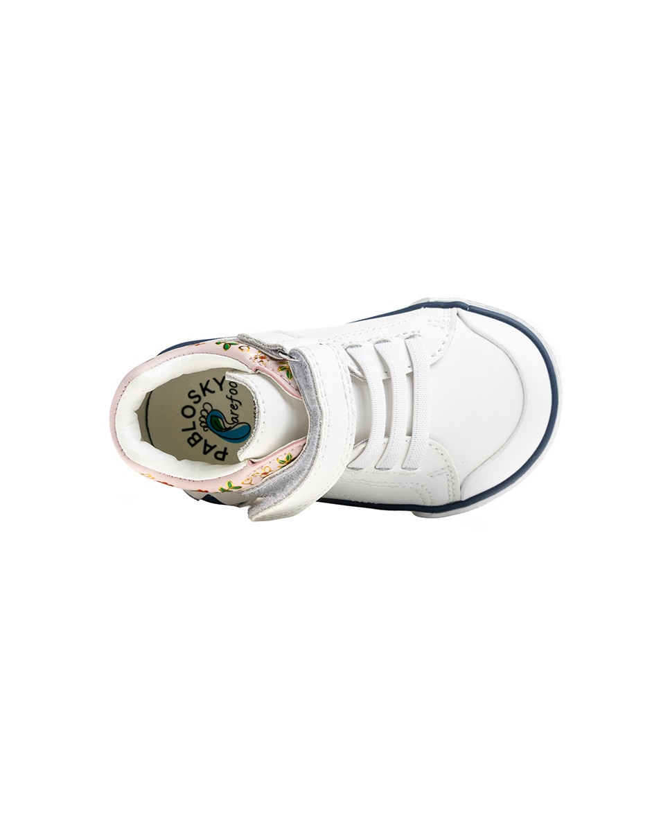 Zapatillas deportivas de bebé niña Pablosky barefoot de piel con cierre adherente - Blanco Blanco-5