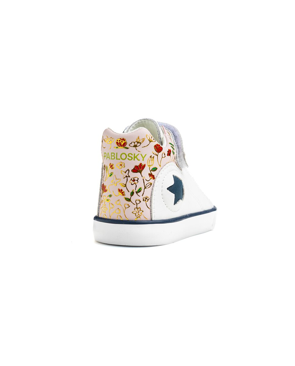 Zapatillas deportivas de bebé niña Pablosky barefoot de piel con cierre adherente - Blanco Blanco-6