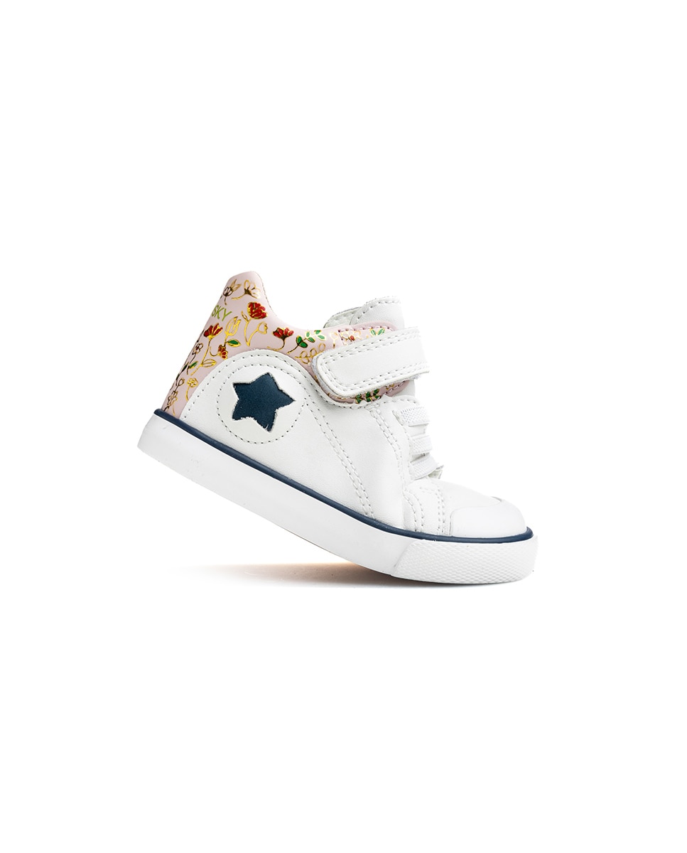 Zapatillas deportivas de bebé niña Pablosky barefoot de piel con cierre adherente - Blanco Blanco-7
