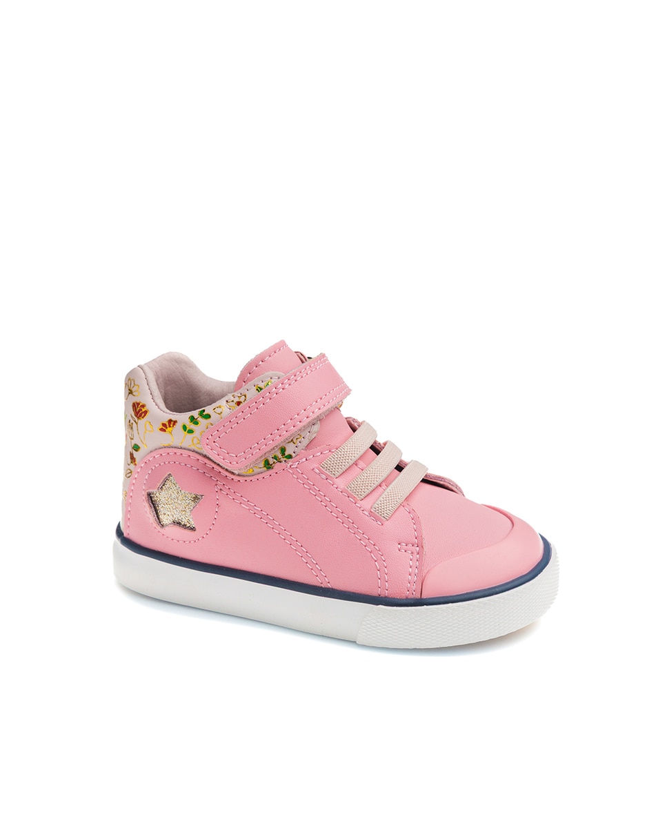 Zapatillas deportivas de bebé niña Pablosky barefoot de piel con cierre adherente - Rosa Rosa-1