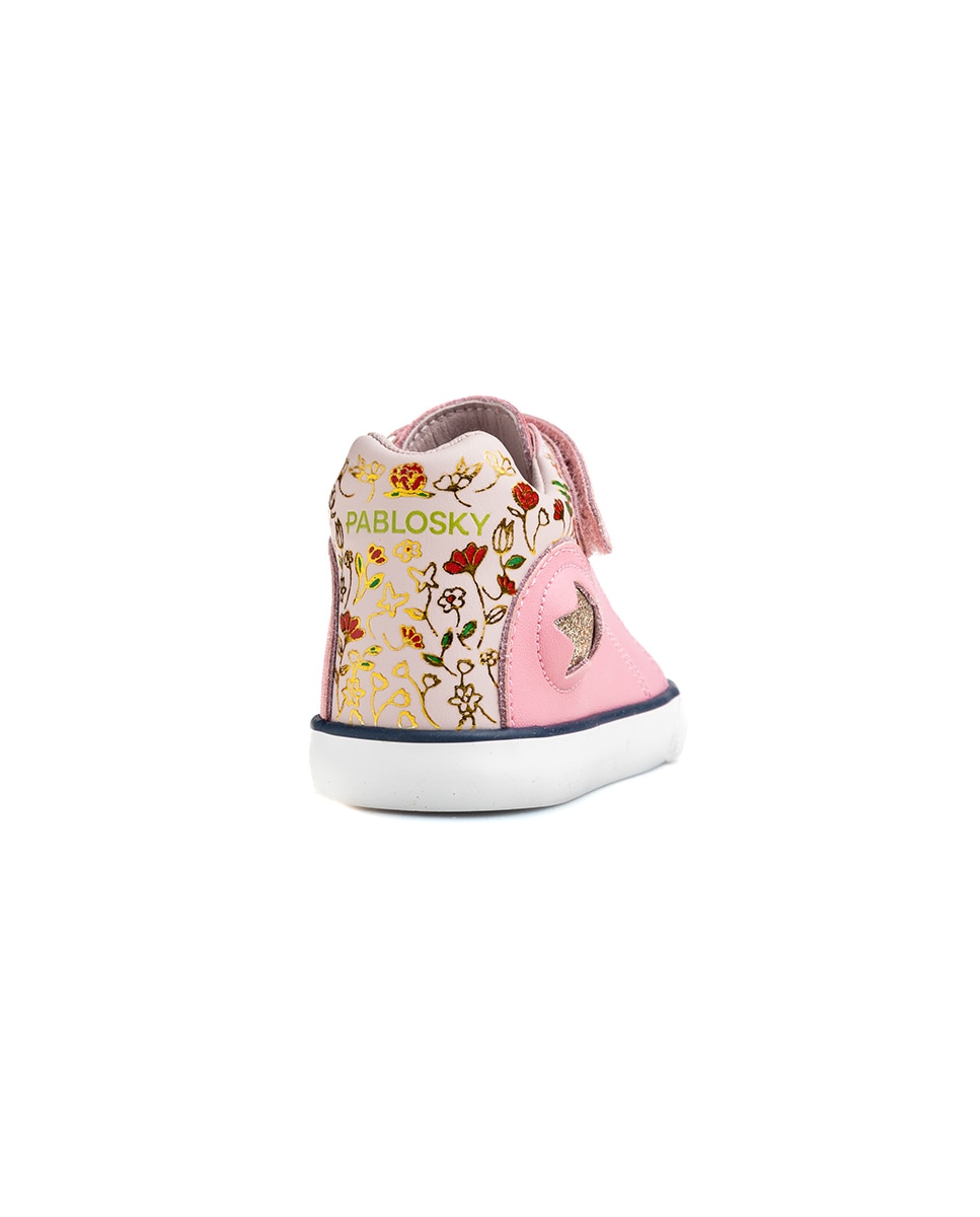 Zapatillas deportivas de bebé niña Pablosky barefoot de piel con cierre adherente - Rosa Rosa-6